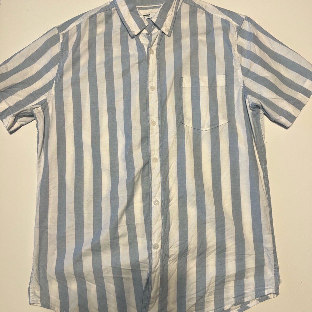 Sonoma Light Blue and White Striped Casual Shirt